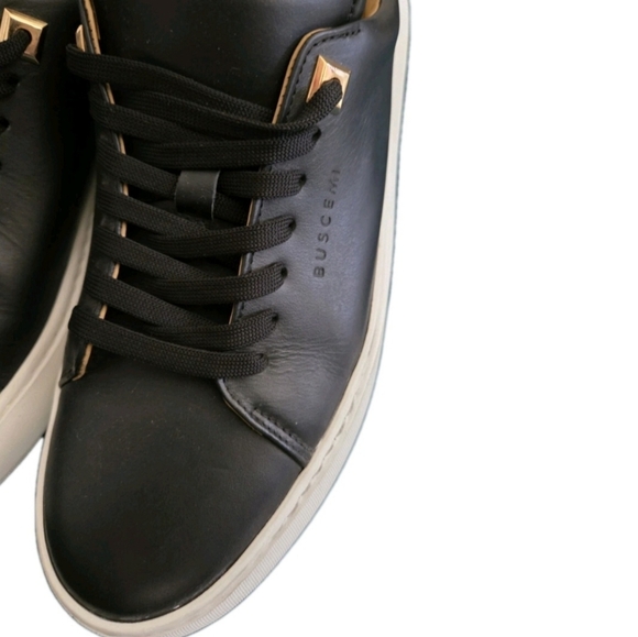 Buscemi Blk Italian Leather Wht Sole LowTop Sneakers EU 38/US Mens Sz 6 Wms 7.5 - Picture 8 of 16